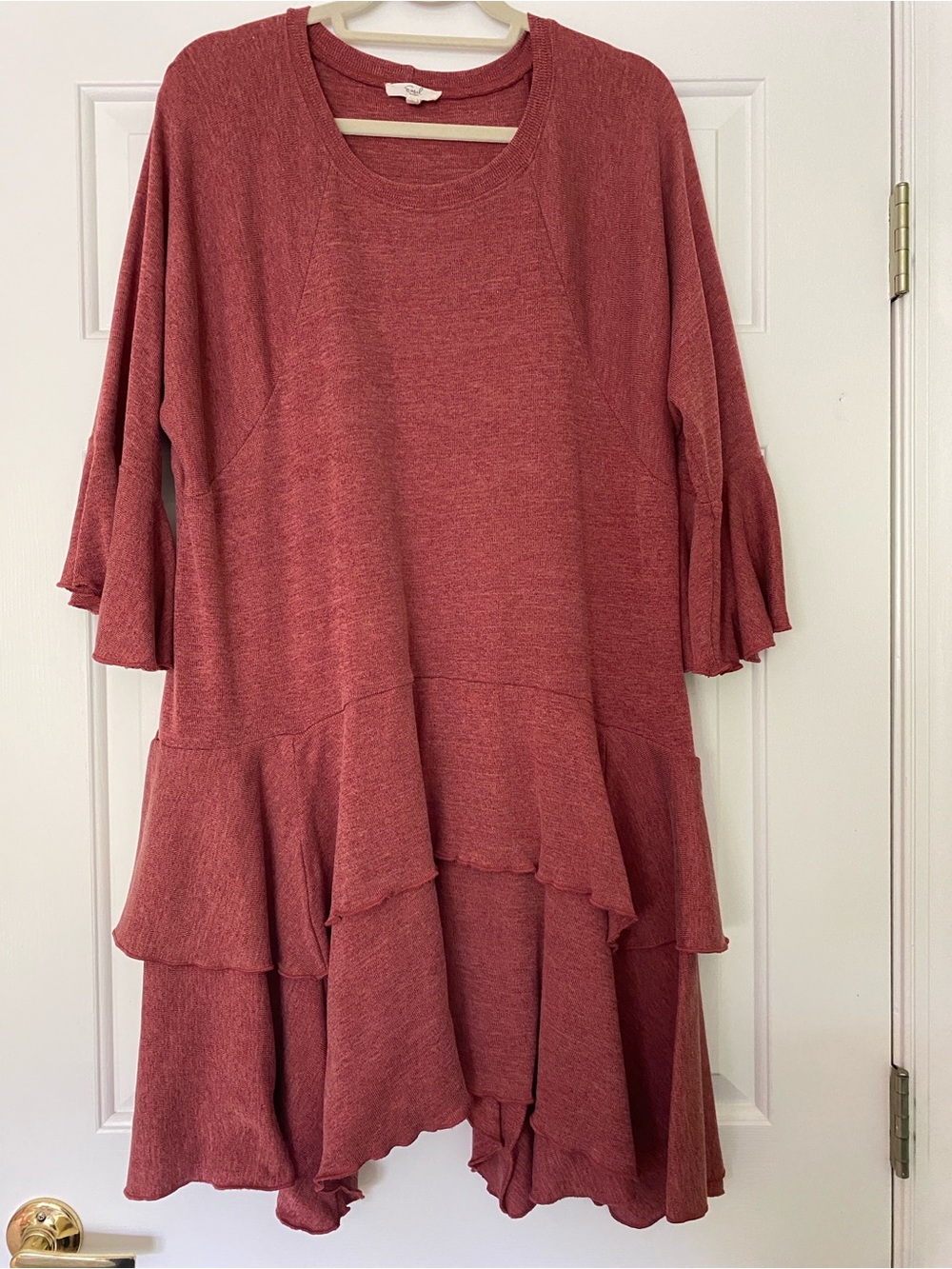 easel ruffled Oversized Tunic or Dress in Rose - size Medium